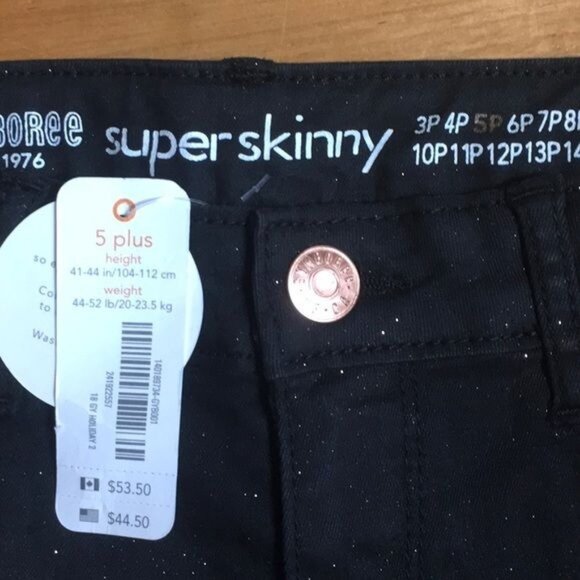 Gymboree Girls Pants (5 Plus) Black Sparkle Super Skinny Stretch - Picture 2 of 3